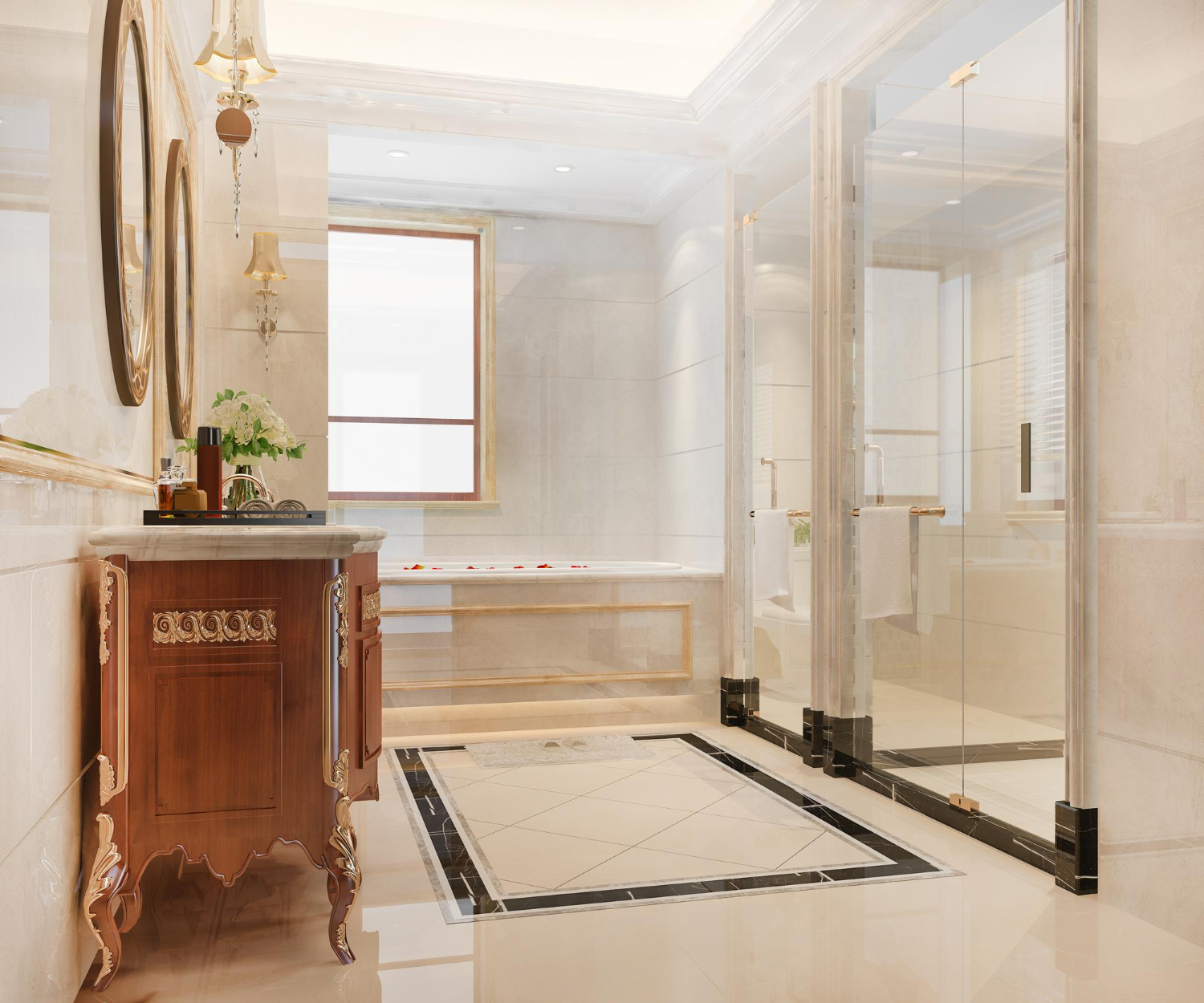 Heated tile floor installation bathroom Orange County